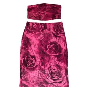 Pink Floral Skirt Set